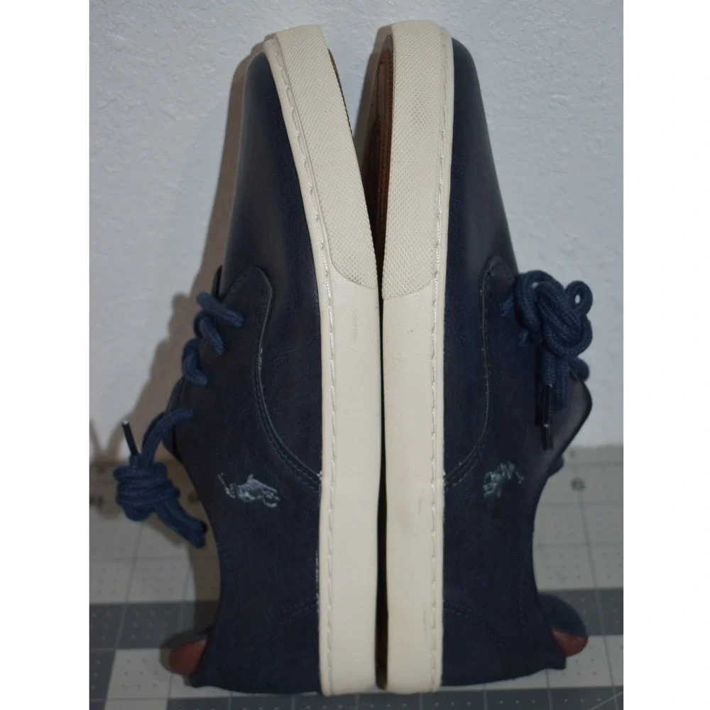 Polo Ralph Lauren Thurston Navy Blue Faux Leather Sneakers Kids 5 RF101478